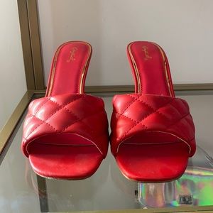 Red Bottega Veneta inspired mules